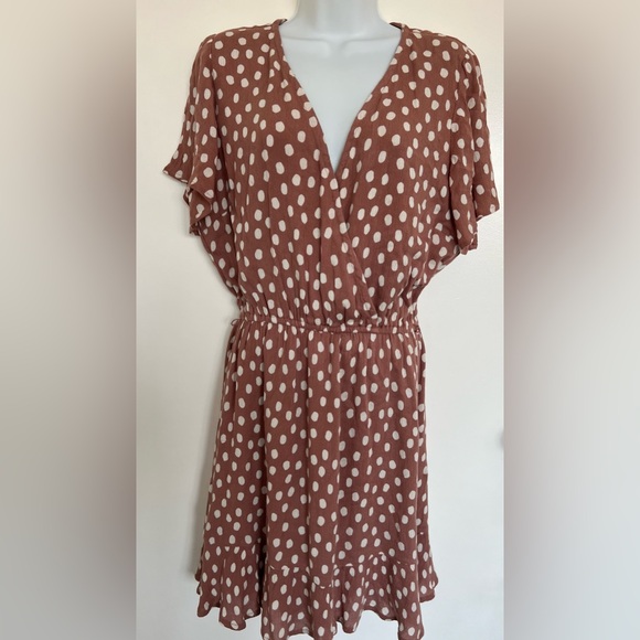 Abercrombie&Fitch Mini Dress|Color:Mauve Pink Polka Dot|Size:Juniors XL T(12-14) - Picture 3 of 16